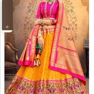 NWT Hot pink and orange lehenga choli